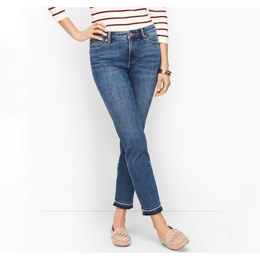 Talbots Slim Dropped Hem Jeans Conklin Wash Women's Sz 2